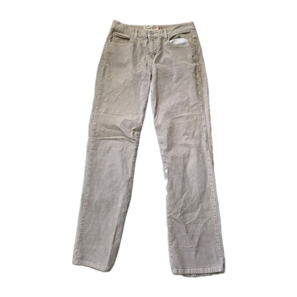 Levi’s 505 Straight Leg Beige Corduroy Pants Stretch Womens Size 6M EUC